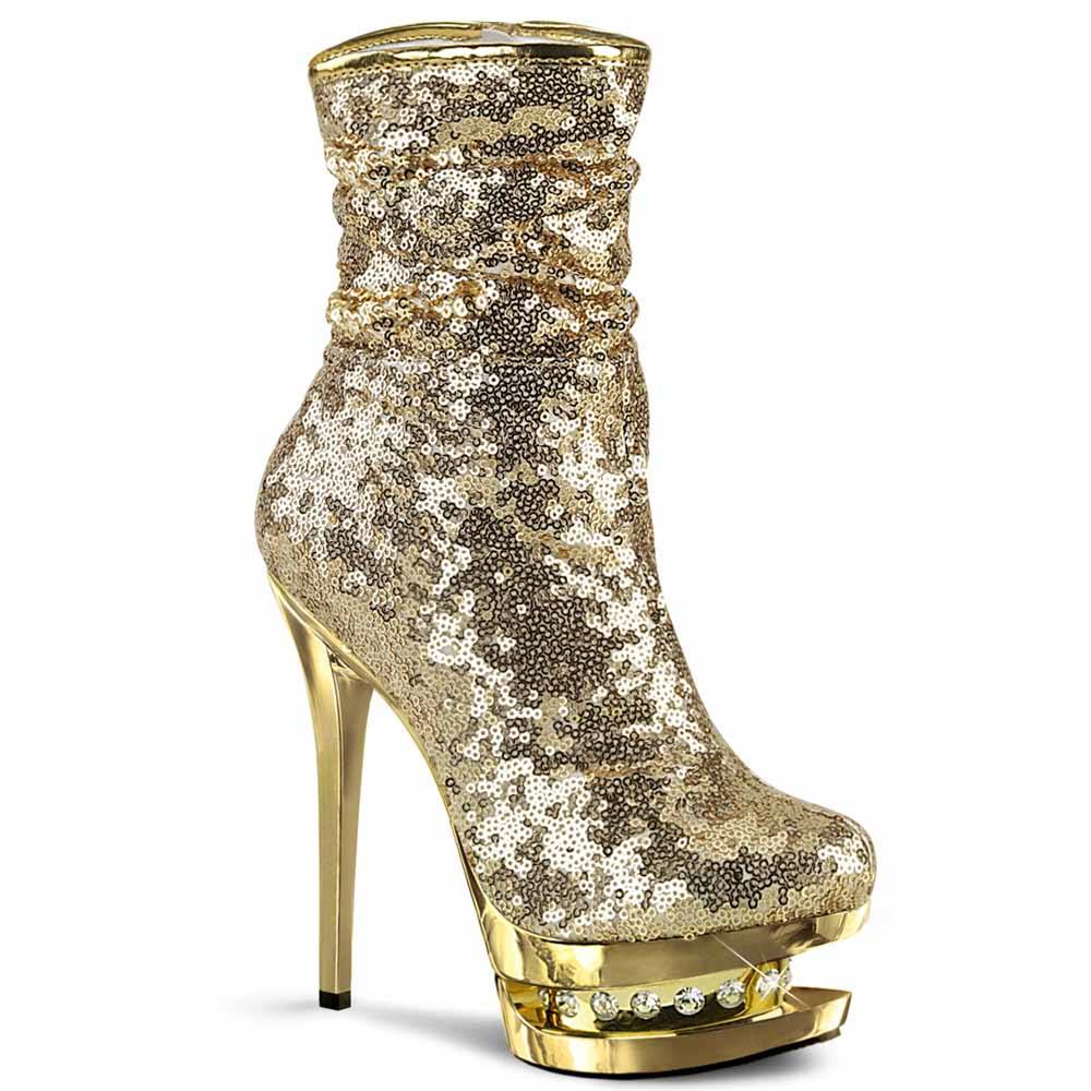 Pleaser - BLONDIER1009 Bottes de plateforme, Pole dance chaussures - Chaussures de pole dance - Couleur or Product image